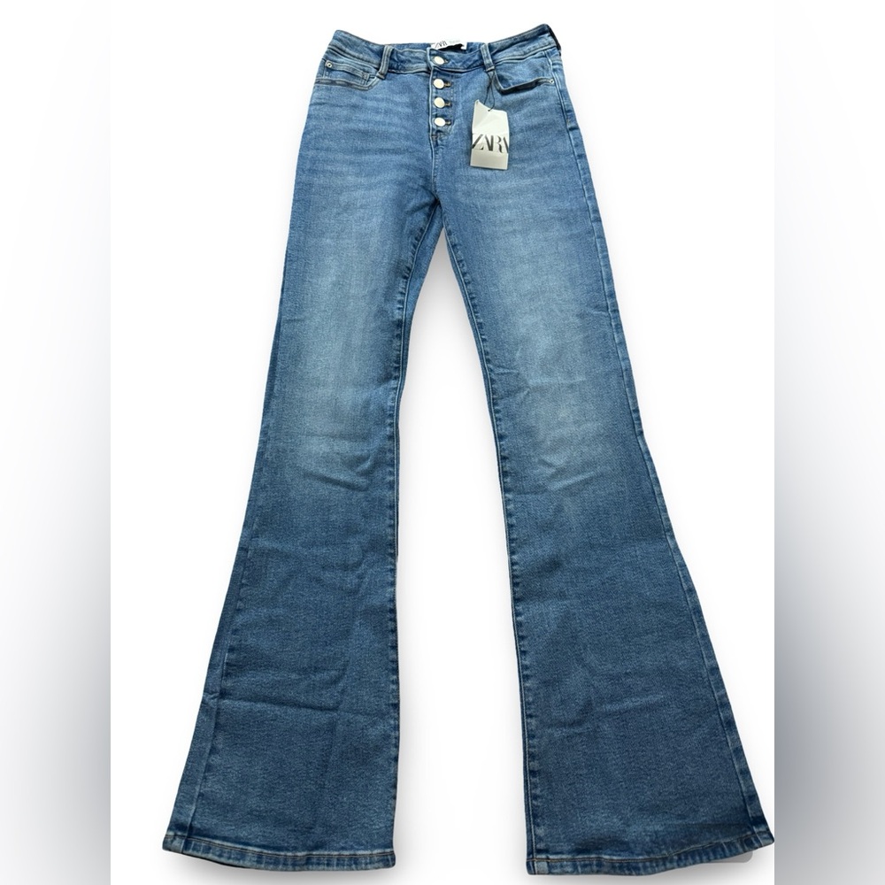 Zara Blue Flare Jeans. New with tags. Size 6